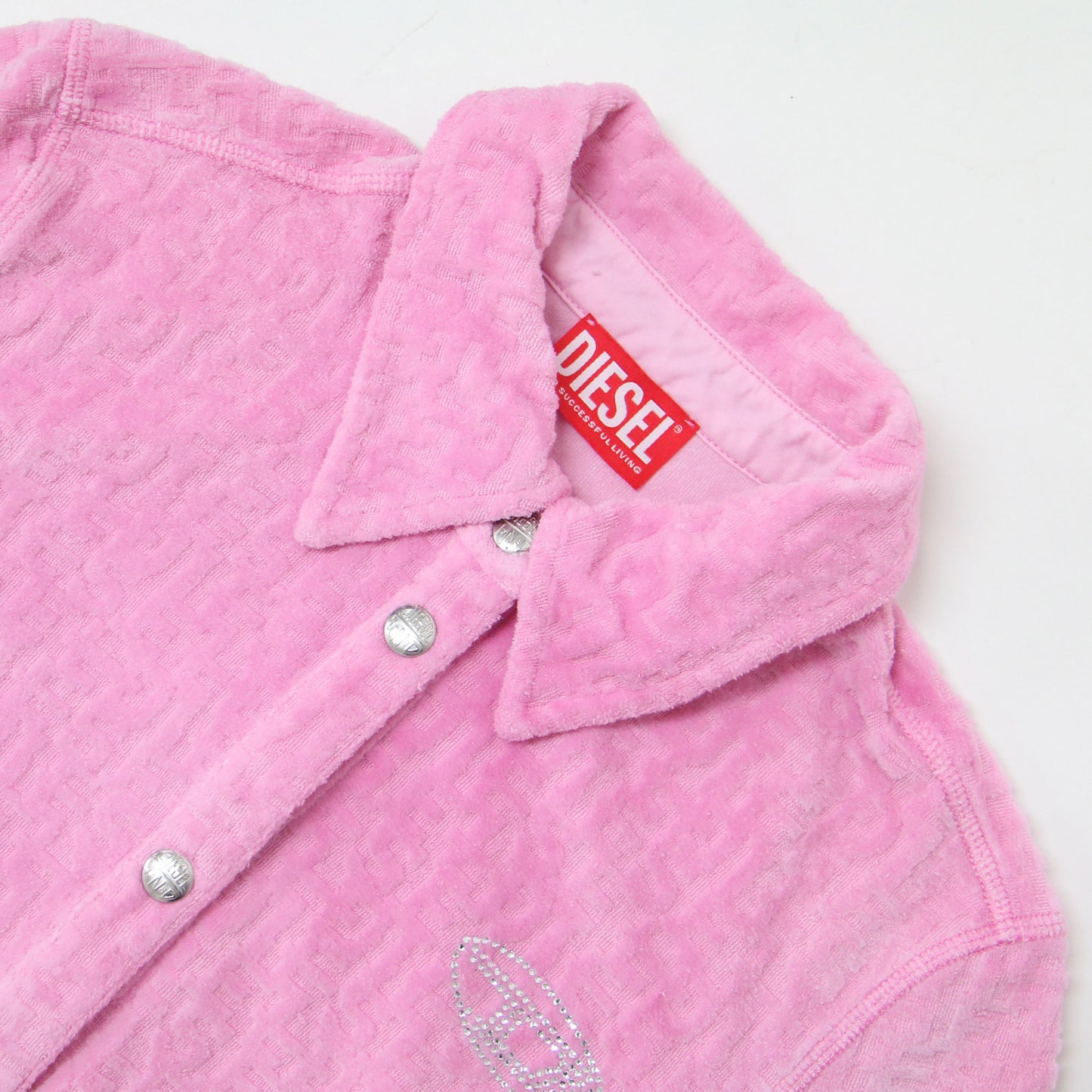 23秋冬 モノグラム ジャガード パイル シャツ / 長袖 オーバルD ロゴ ラインストーン コットン