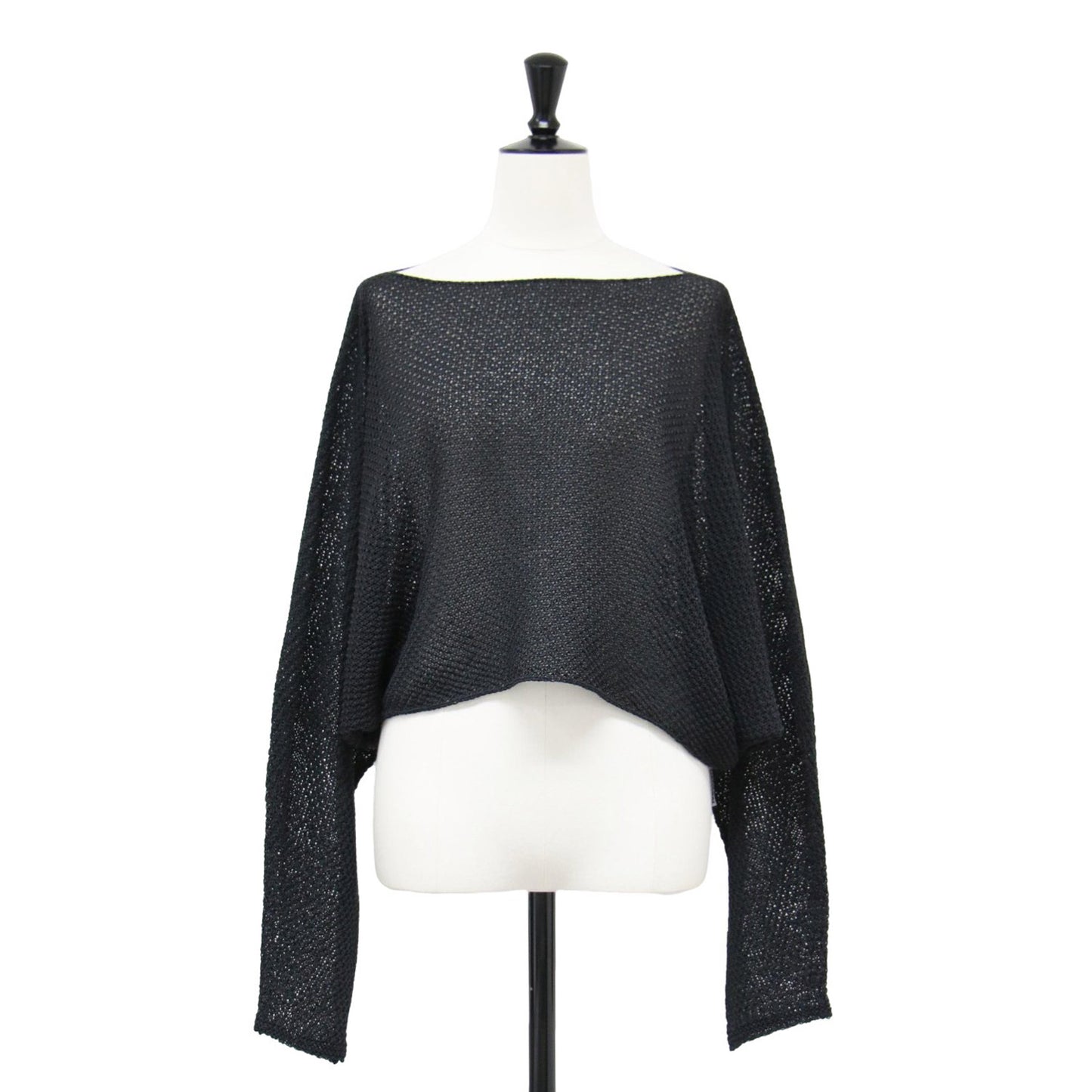 24春夏 ペーパーヤーン カノコ ショート丈 プルオーバー / ニット 長袖 ボートネック ペーパーヤーン