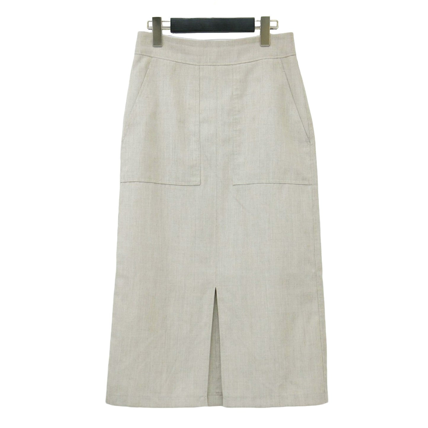 20春夏 ポケット付き タイト スカート / ロング丈 スリット リネン