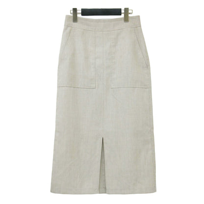 20春夏 ポケット付き タイト スカート / ロング丈 スリット リネン