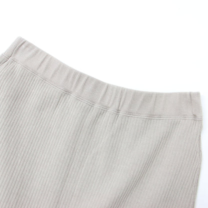 ラゲットリブ スカート / タイトスカート ロング丈 ウエストゴム コットン