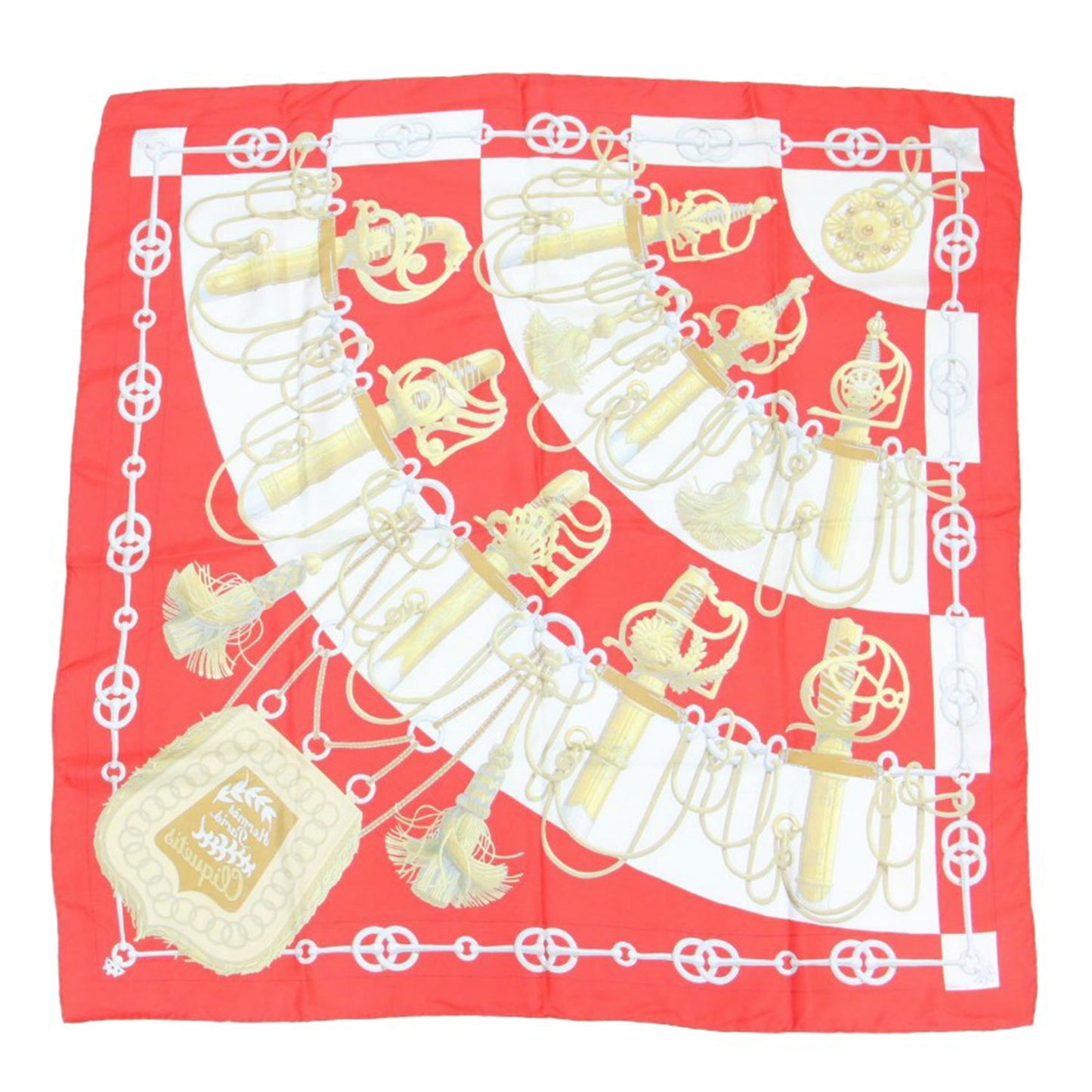 カレ90 シルク スカーフ / Cliquetis カチカチ 剣柄 大判 正方形