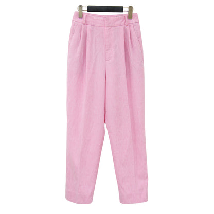 ツータック テーパード パンツ / クロップド丈 シャンブレー センタープレス リネン