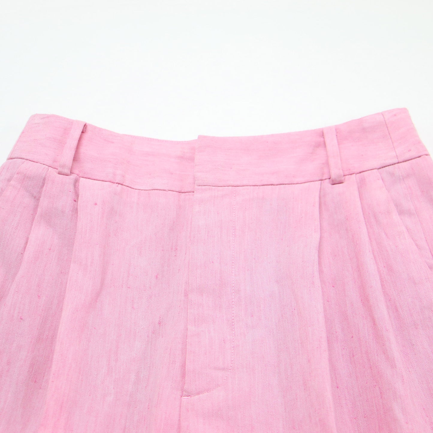 ツータック テーパード パンツ / クロップド丈 シャンブレー センタープレス リネン