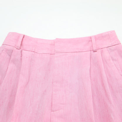 ツータック テーパード パンツ / クロップド丈 シャンブレー センタープレス リネン