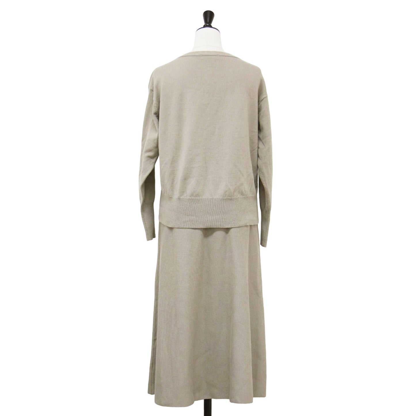 ボートネック プルオーバー スカート ニット セットアップ ワンピース / 長袖 フレア ウォッシャブル