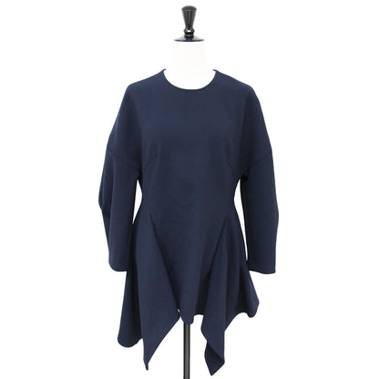 ダブルクロス ランダムヘム チュニック / ブラウス クルーネック 長袖 アシンメトリー