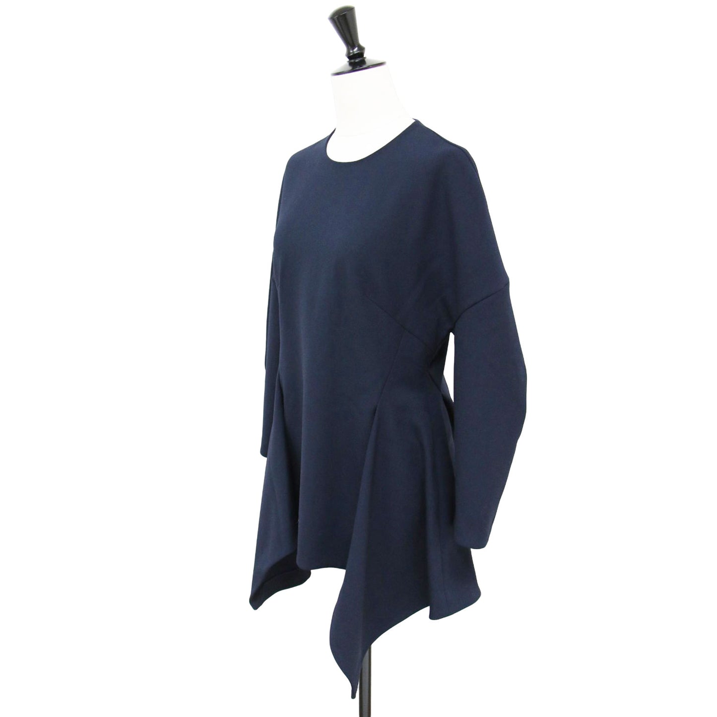 ダブルクロス ランダムヘム チュニック / ブラウス クルーネック 長袖 アシンメトリー