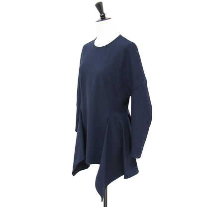 ダブルクロス ランダムヘム チュニック / ブラウス クルーネック 長袖 アシンメトリー