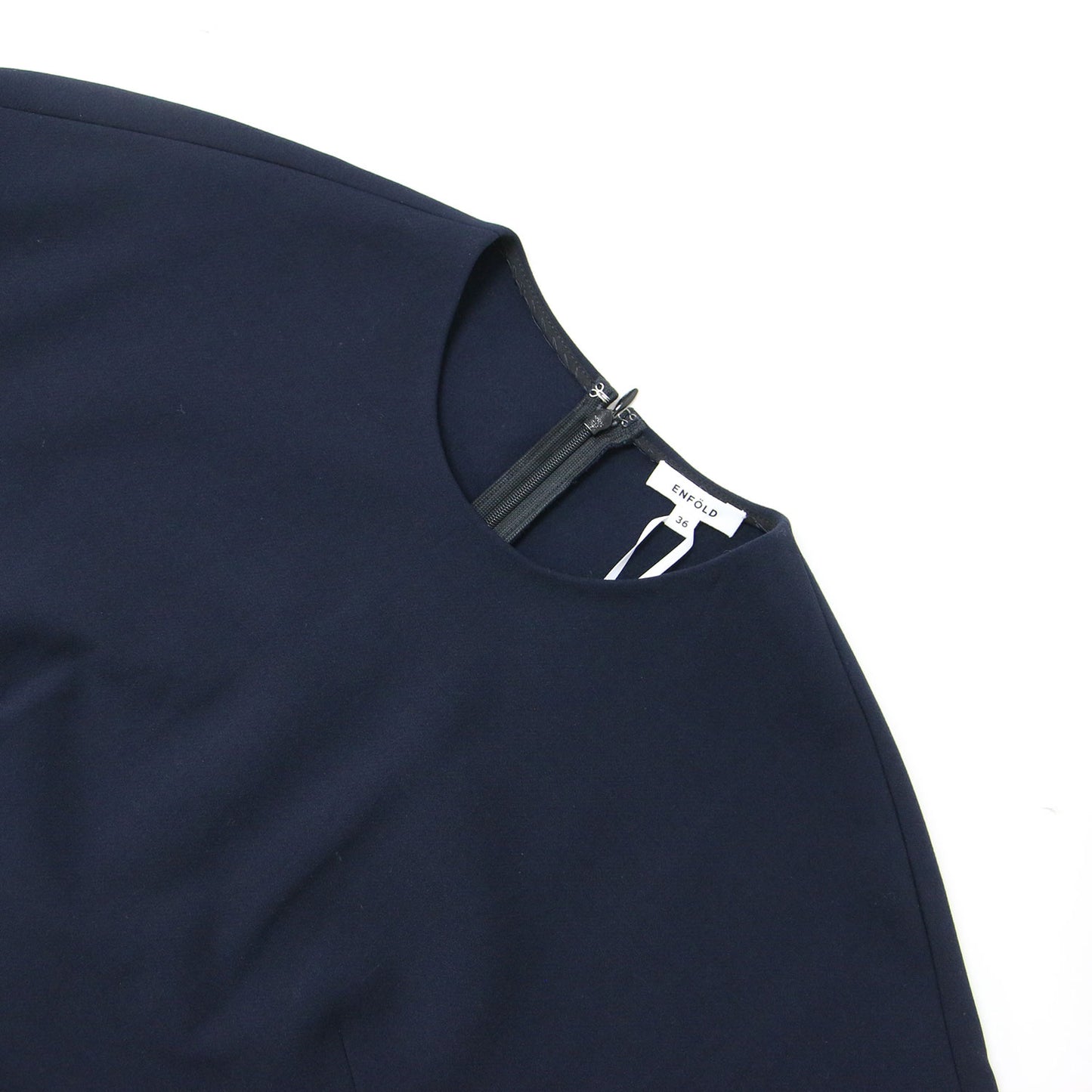 ダブルクロス ランダムヘム チュニック / ブラウス クルーネック 長袖 アシンメトリー