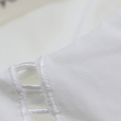 スカラップカラー カットソー / ブラウス 半袖 オーバーサイズ リボン