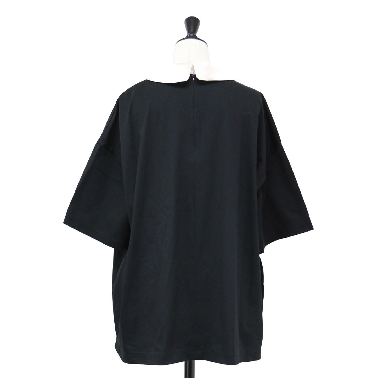 襟付き ショートスリーブ Tシャツ / カットソー 半袖 丸襟 ワイドシルエット コットン