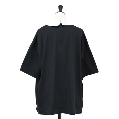 襟付き ショートスリーブ Tシャツ / カットソー 半袖 丸襟 ワイドシルエット コットン