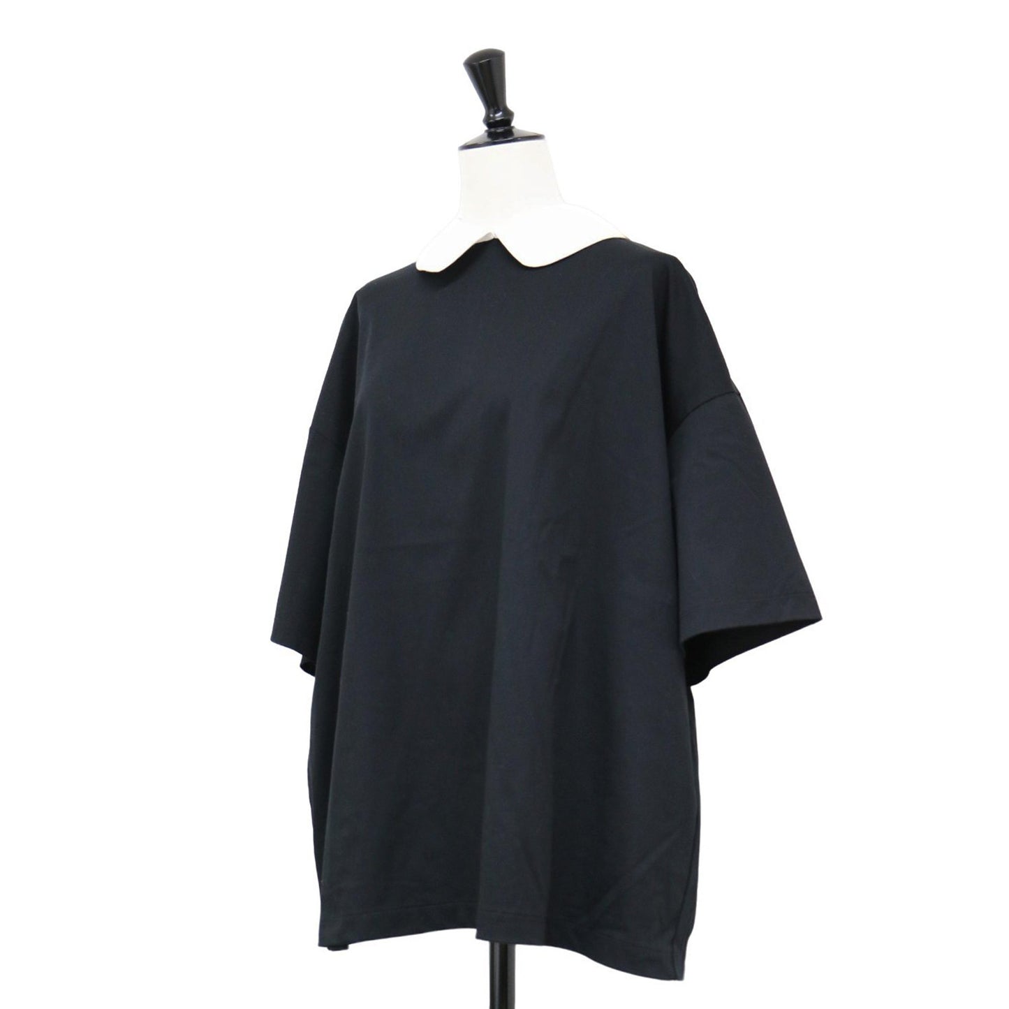 襟付き ショートスリーブ Tシャツ / カットソー 半袖 丸襟 ワイドシルエット コットン