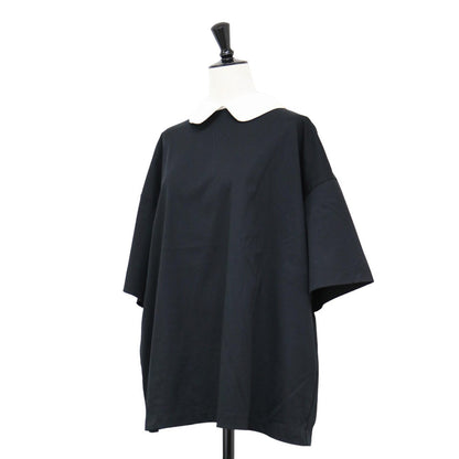 襟付き ショートスリーブ Tシャツ / カットソー 半袖 丸襟 ワイドシルエット コットン