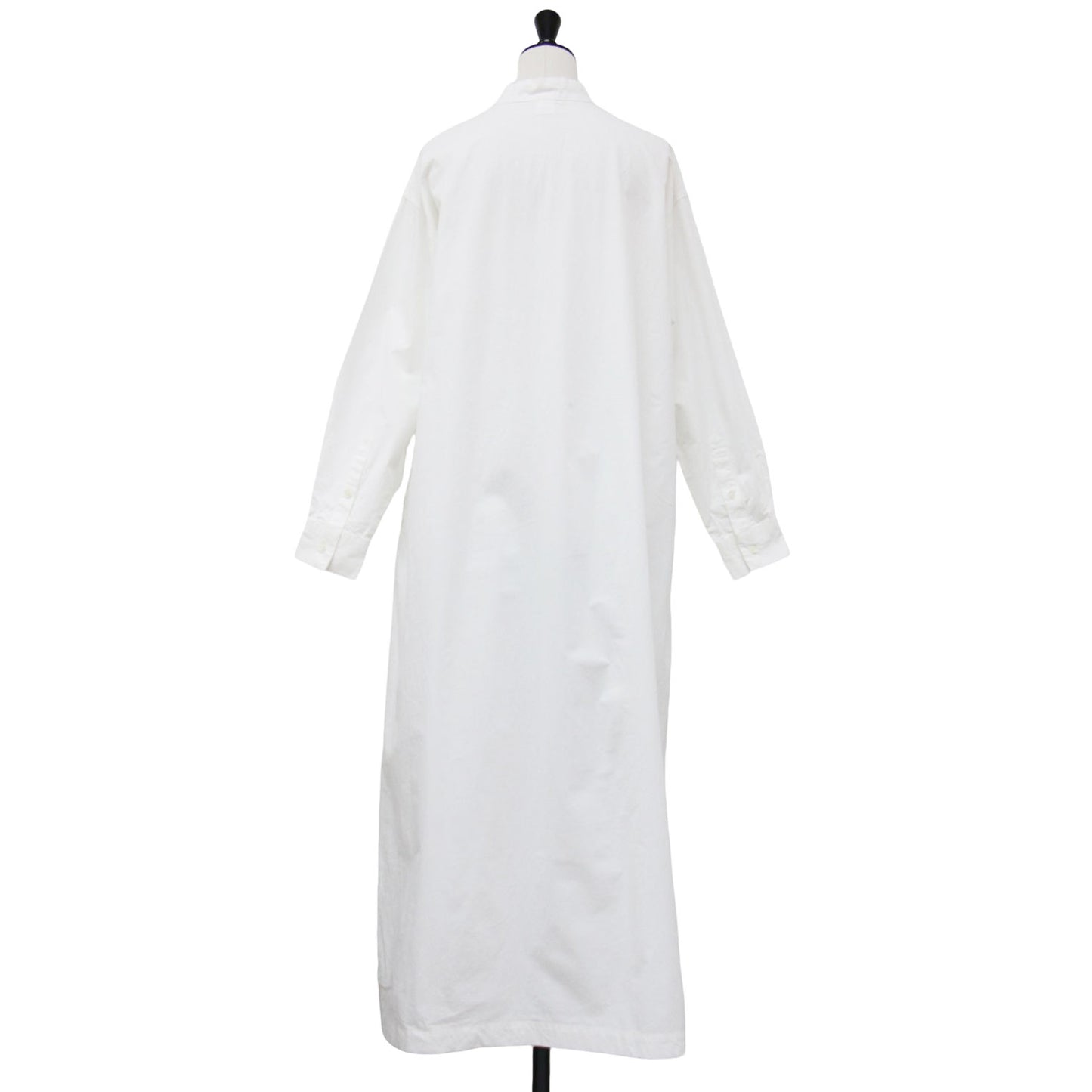 24春夏 コットン シャツ ワンピース / ロング丈 長袖 バンドカラー Aライン