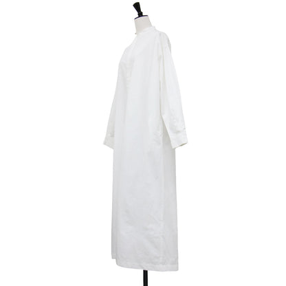 24春夏 コットン シャツ ワンピース / ロング丈 長袖 バンドカラー Aライン