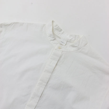 24春夏 コットン シャツ ワンピース / ロング丈 長袖 バンドカラー Aライン