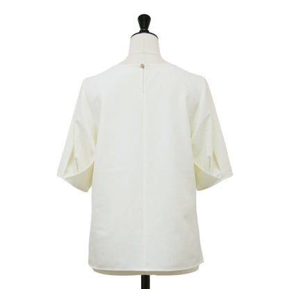 23春夏 ストレッチ ツイル タックスリーブ ブラウス / プルオーバー Vネック 半袖