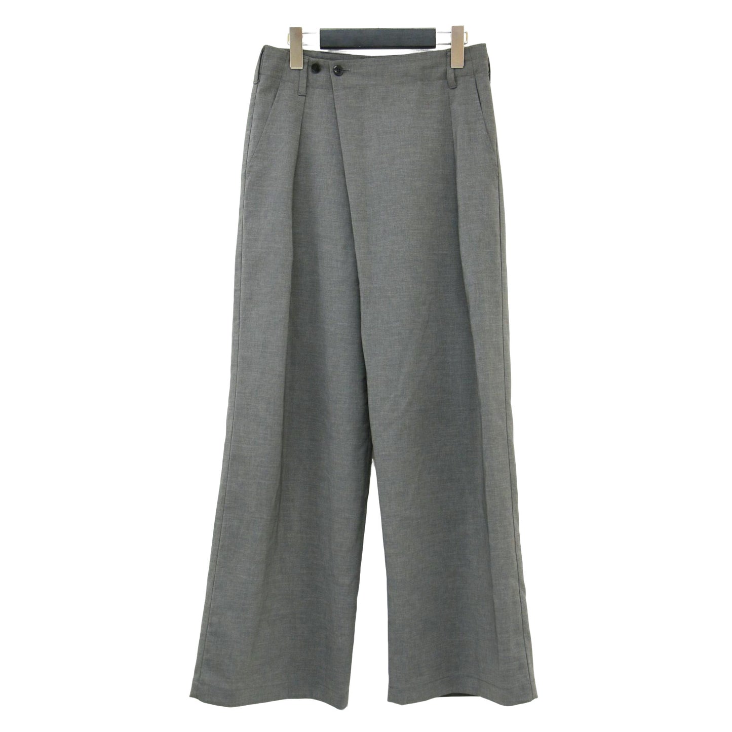 24春夏 撥水 強撚 ポリエステル ラップ ワイド パンツ / タック ハイウエスト