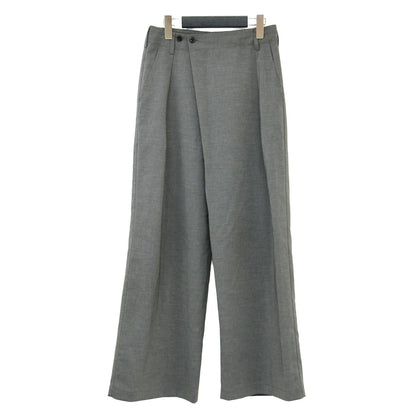 24春夏 撥水 強撚 ポリエステル ラップ ワイド パンツ / タック ハイウエスト