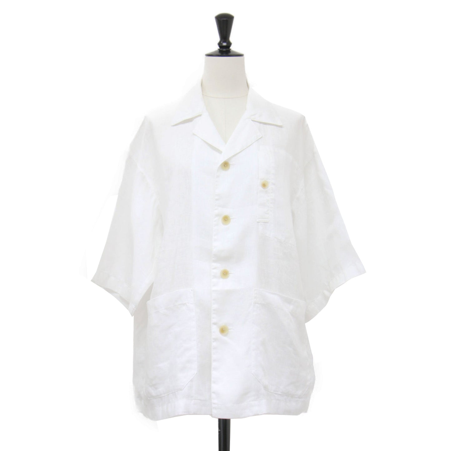 リネン ハーフスリーブ シャツ / 半袖 ワイドスリーブ 開襟 オープンカラー