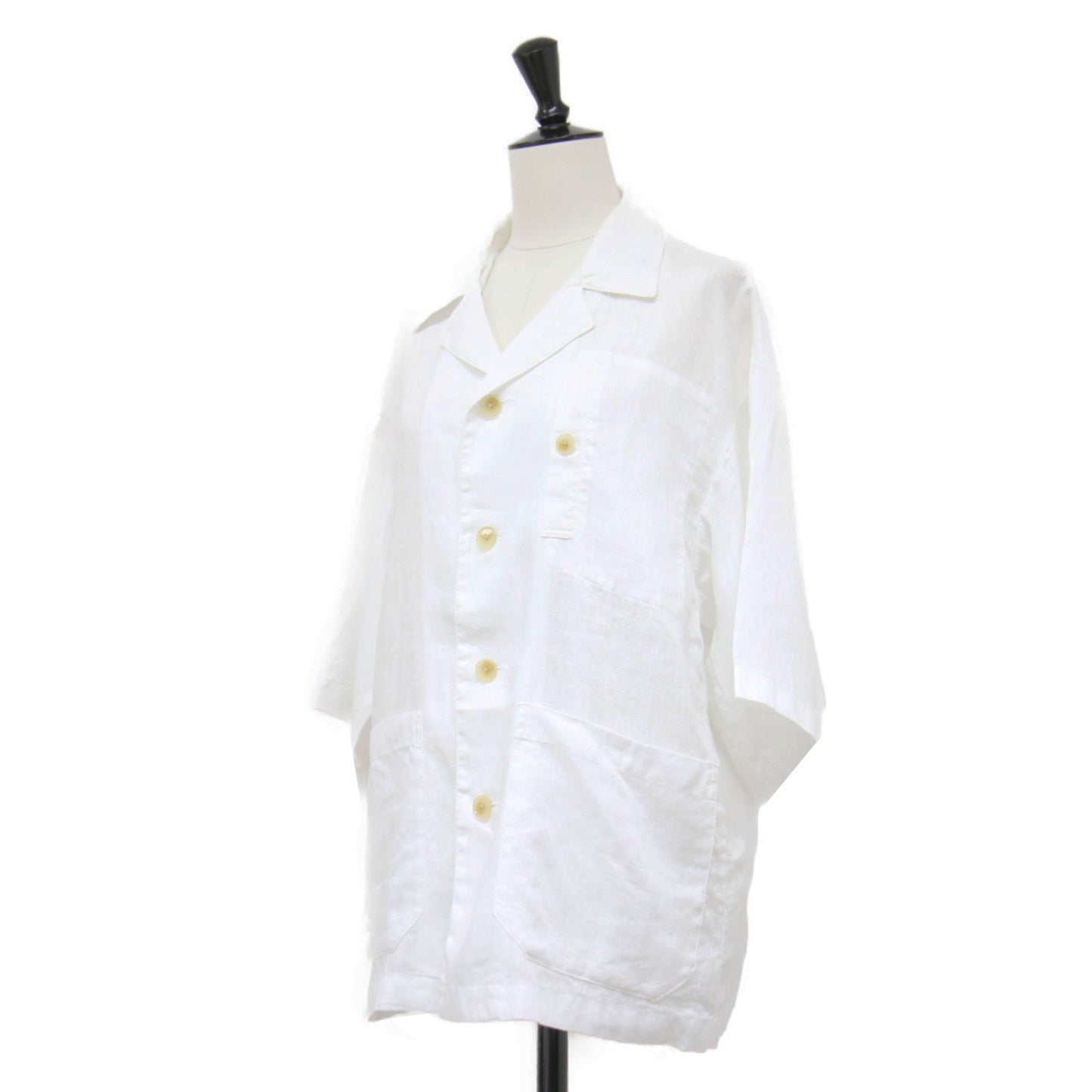 リネン ハーフスリーブ シャツ / 半袖 ワイドスリーブ 開襟 オープンカラー