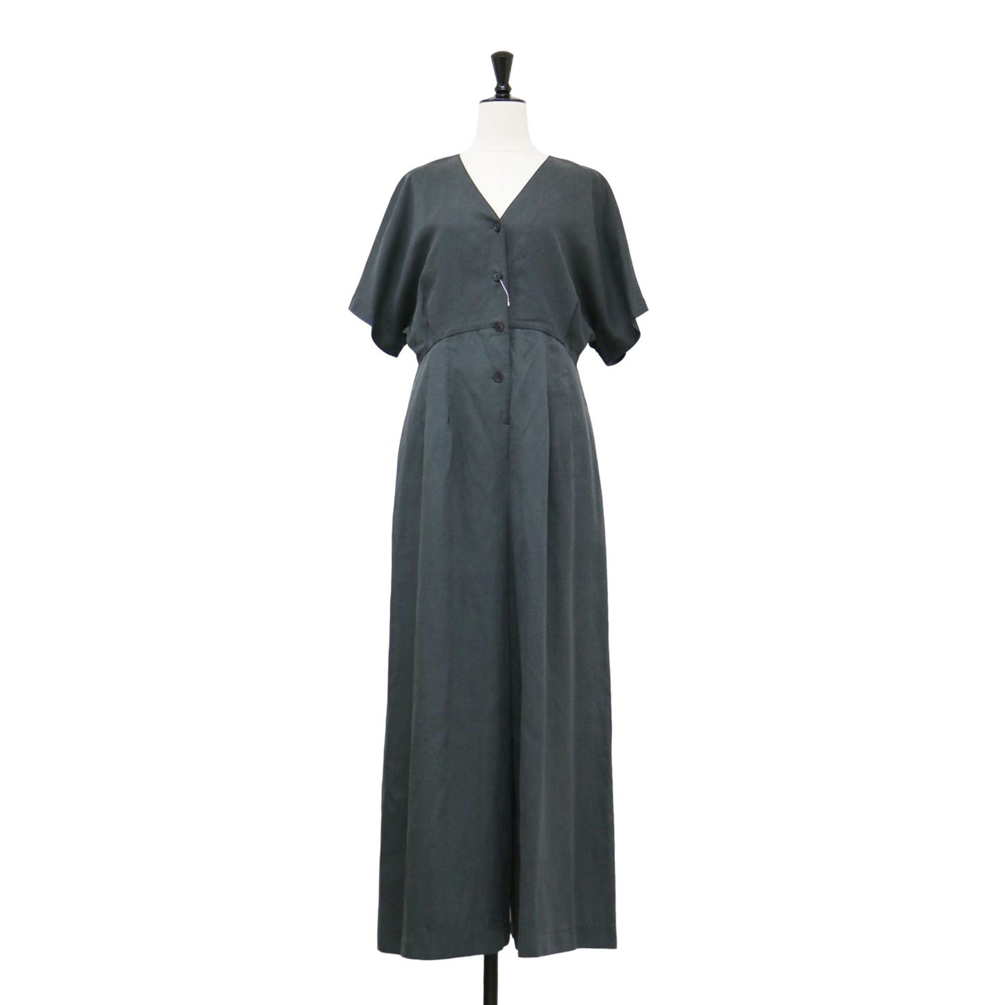 セルロース ツイル ジャンプスーツ / オールインワン 半袖 ゴム ギャザー