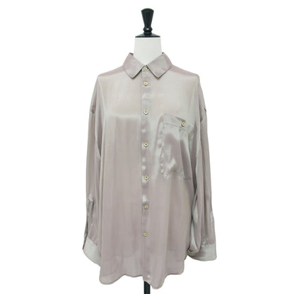 シャンブレー ルーズ シャツ / CHAMBRAY LOOSE SHIRT 長袖 光沢 オーバーサイズ スリット