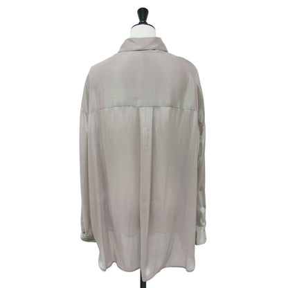 シャンブレー ルーズ シャツ / CHAMBRAY LOOSE SHIRT 長袖 光沢 オーバーサイズ スリット