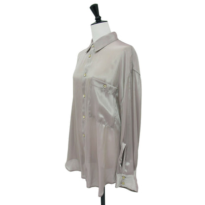 シャンブレー ルーズ シャツ / CHAMBRAY LOOSE SHIRT 長袖 光沢 オーバーサイズ スリット