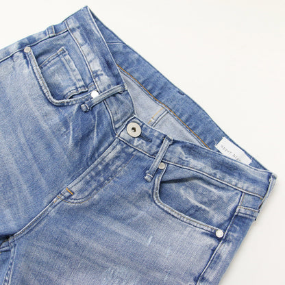 カットオフ フレア デニム パンツ 195557 / THE SHOE ストレッチ USED加工 コットン