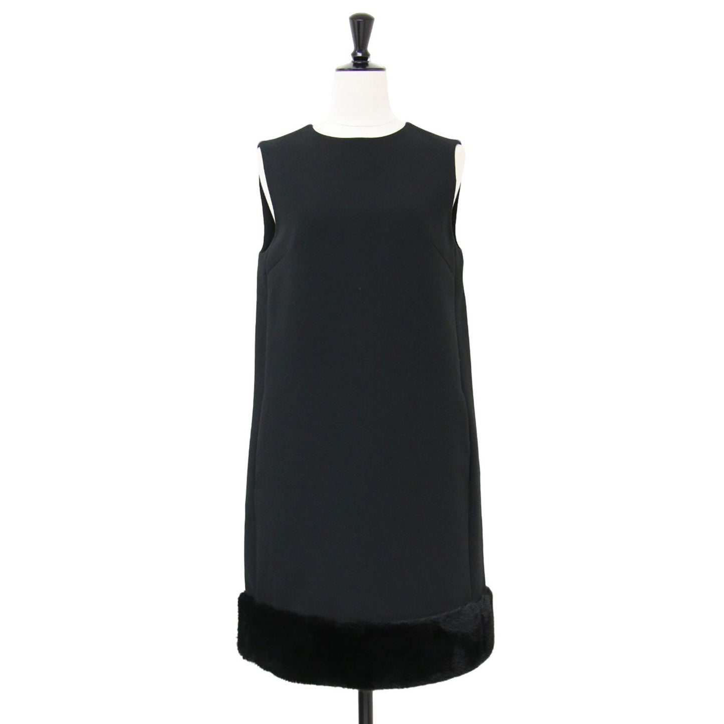 24秋冬 裾ファー ミニ ワンピース CWFO244104 / ノースリーブ Aライン フェイクファー