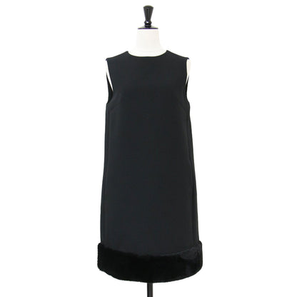 24秋冬 裾ファー ミニ ワンピース CWFO244104 / ノースリーブ Aライン フェイクファー