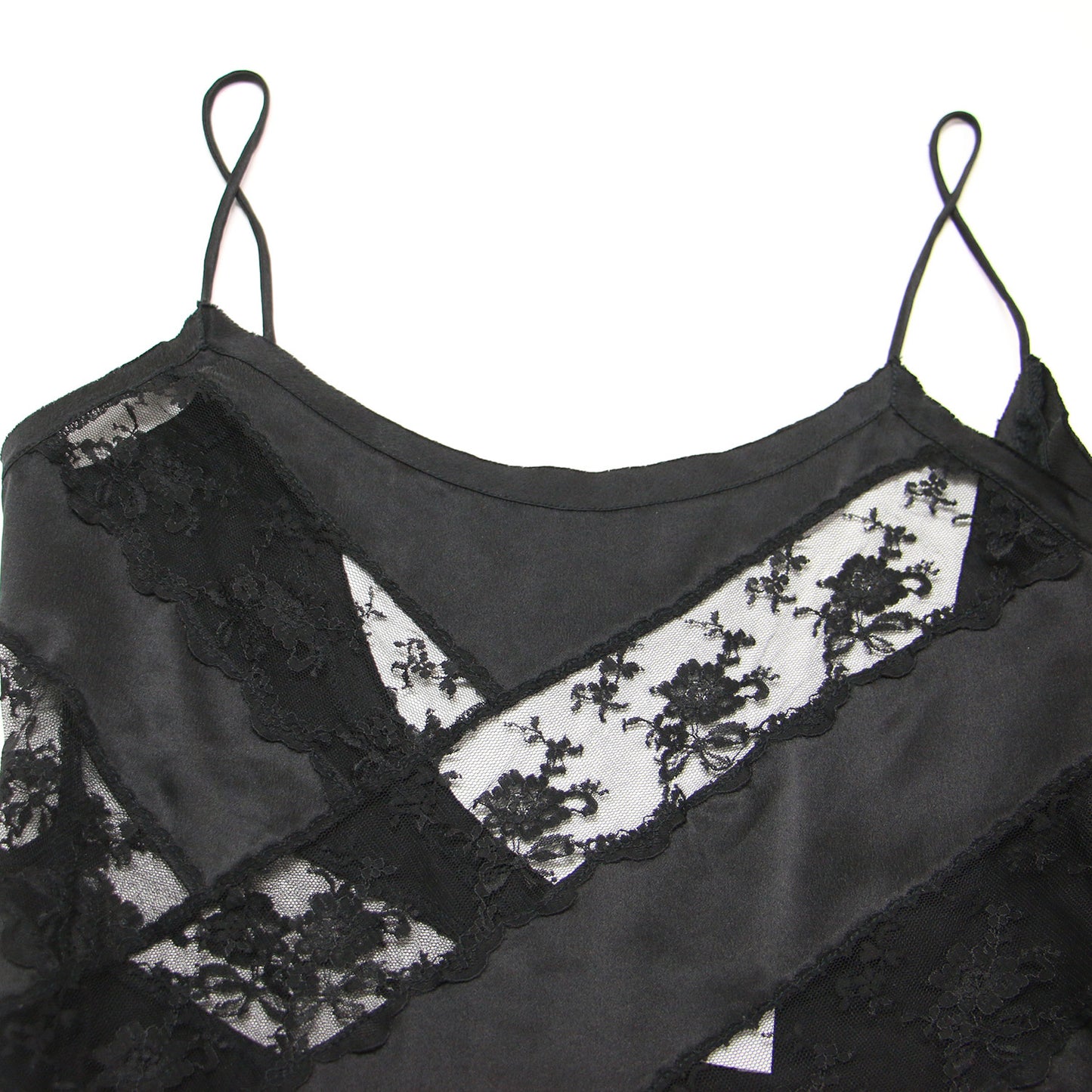 レース コンビ シルク キャミソール ワンピース / マキシ丈 マーメイドシルエット ドレス