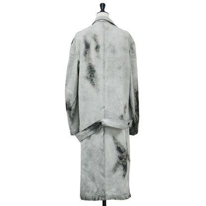 24春夏 デニム ロング コート YS-J02-014 / ブリーチ加工 ベルト コットン