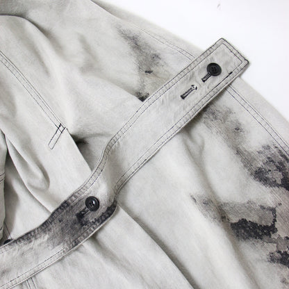 24春夏 デニム ロング コート YS-J02-014 / ブリーチ加工 ベルト コットン