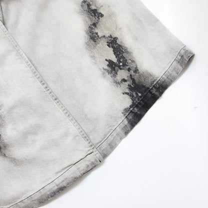 24春夏 デニム ロング コート YS-J02-014 / ブリーチ加工 ベルト コットン