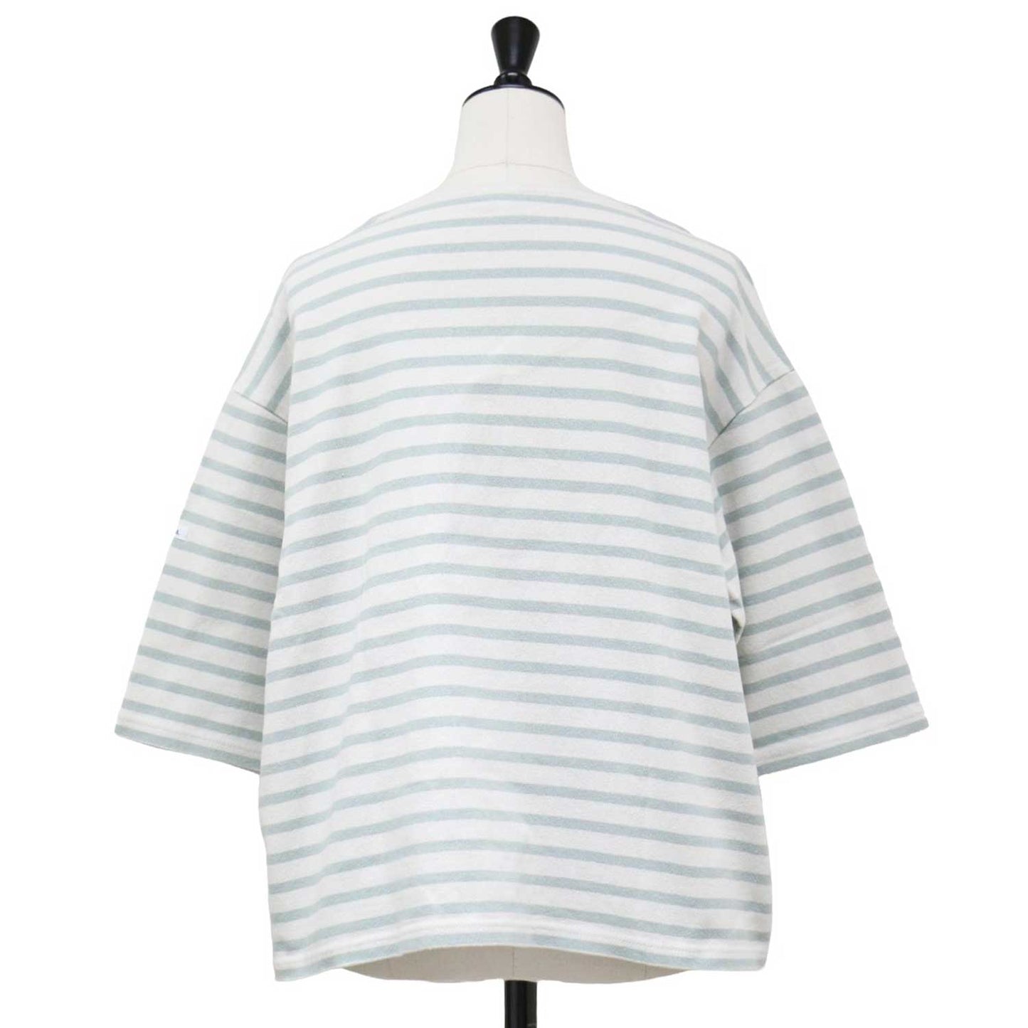 ボーダー クルーネック プルオーバー / Tシャツ カットソー ５分袖 ドロップショルダー コットン