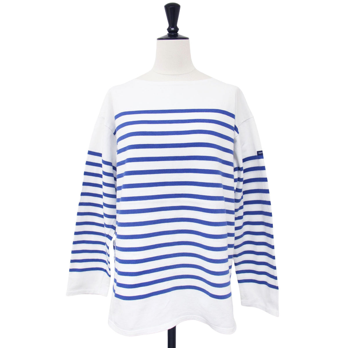 ボーダー ボートネック ロングスリーブ Tシャツ / カットソー 長袖 スリット コットン