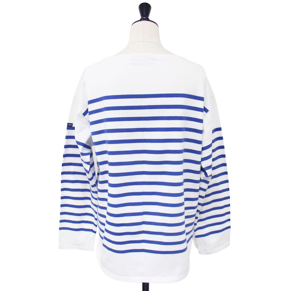 ボーダー ボートネック ロングスリーブ Tシャツ / カットソー 長袖 スリット コットン