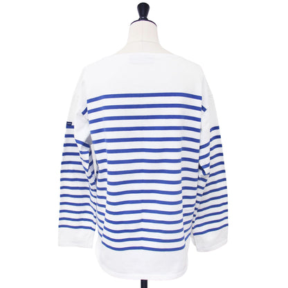ボーダー ボートネック ロングスリーブ Tシャツ / カットソー 長袖 スリット コットン