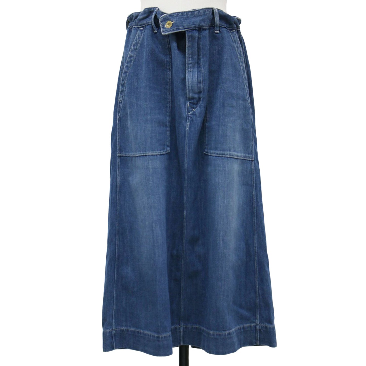 デニム ベイカー スカート / ロング丈 Aライン コットン