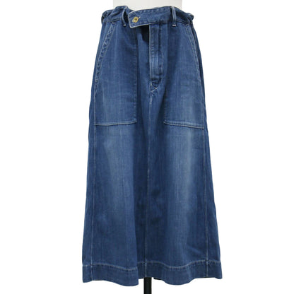 デニム ベイカー スカート / ロング丈 Aライン コットン