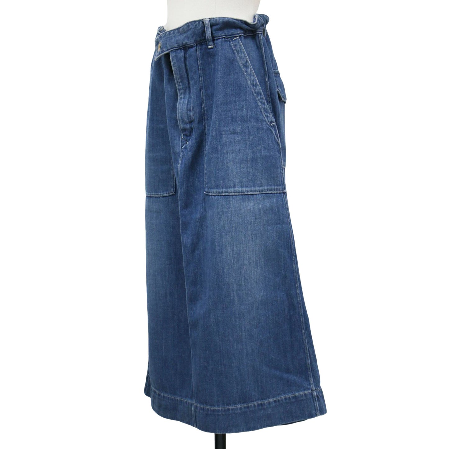 デニム ベイカー スカート / ロング丈 Aライン コットン