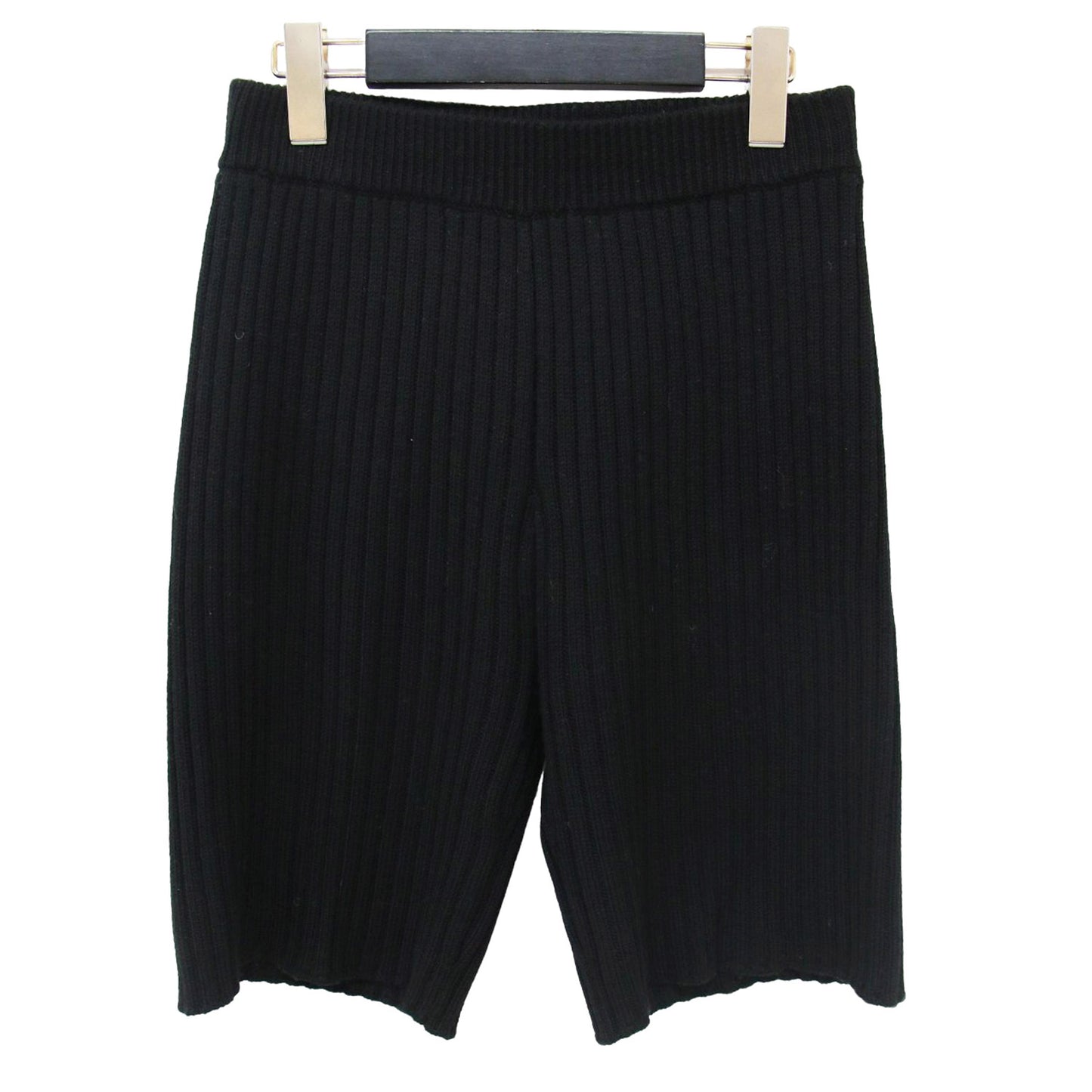 ワイド リブ ショート パンツ / ニット ウール ウエストゴム ひざ上丈