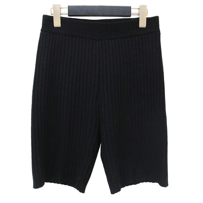 ワイド リブ ショート パンツ / ニット ウール ウエストゴム ひざ上丈