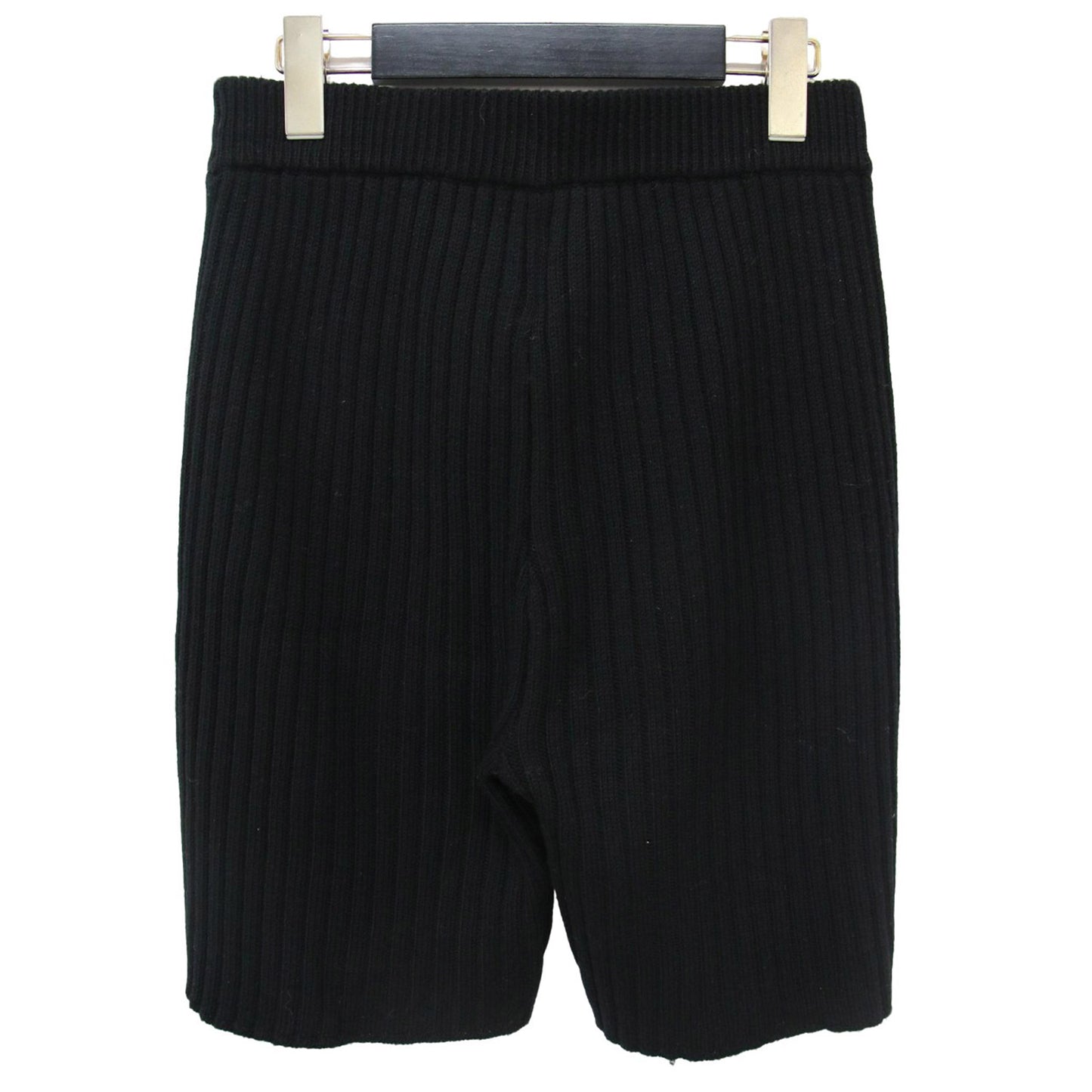 ワイド リブ ショート パンツ / ニット ウール ウエストゴム ひざ上丈