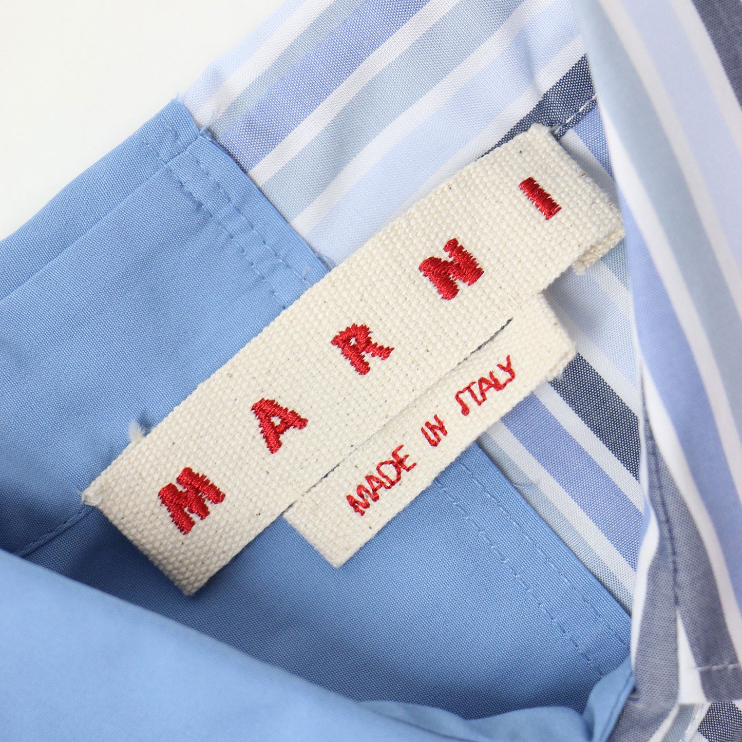 24秋冬 コットン ポプリン ストライプ 切替 シャツ / 長袖 ハーフ&ハーフ ベルト付き