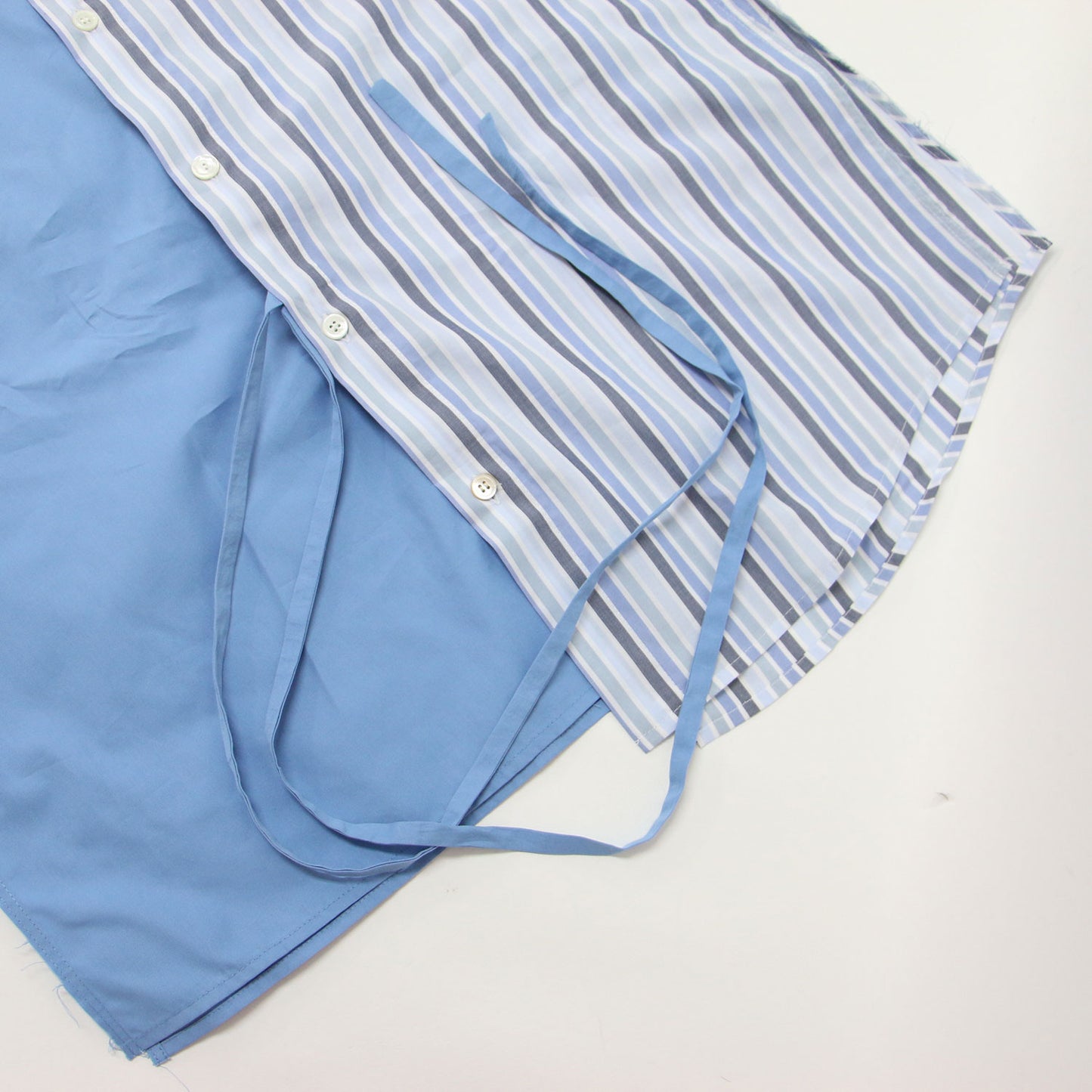 24秋冬 コットン ポプリン ストライプ 切替 シャツ / 長袖 ハーフ&ハーフ ベルト付き